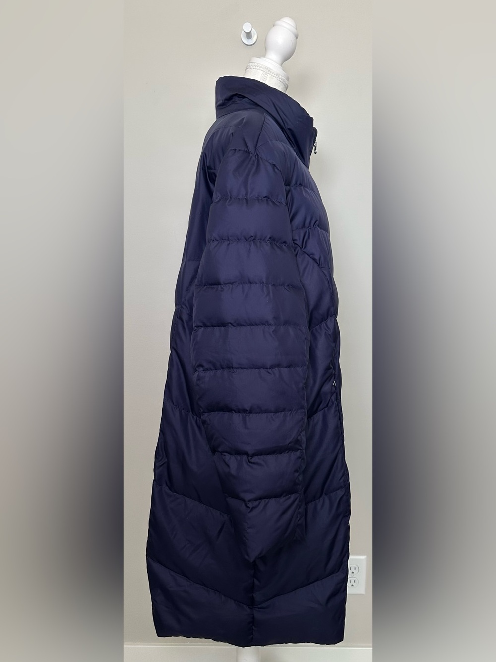 Eddie Bauer EB550 Goose Down Long Puffer Coat Navy Purple Warm Winter Cozy XL - Picture 5 of 15